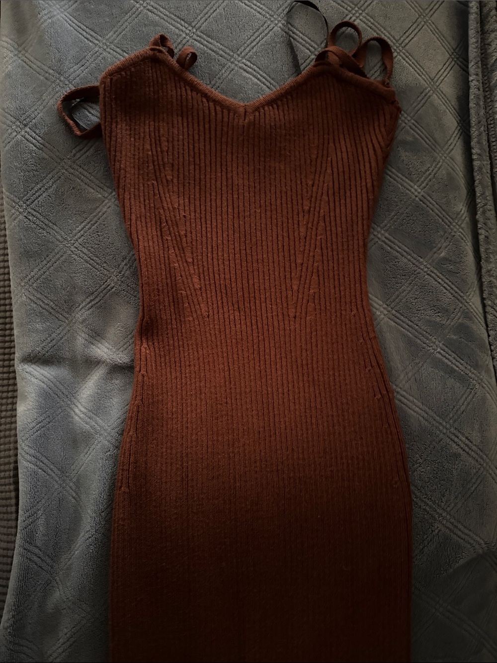 Forever 21 Brown Ribbed Midi Bodycon Dress